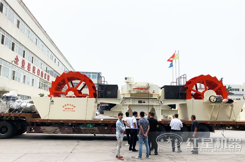 紅星洗砂機設備現貨發完客戶現場，免費安裝